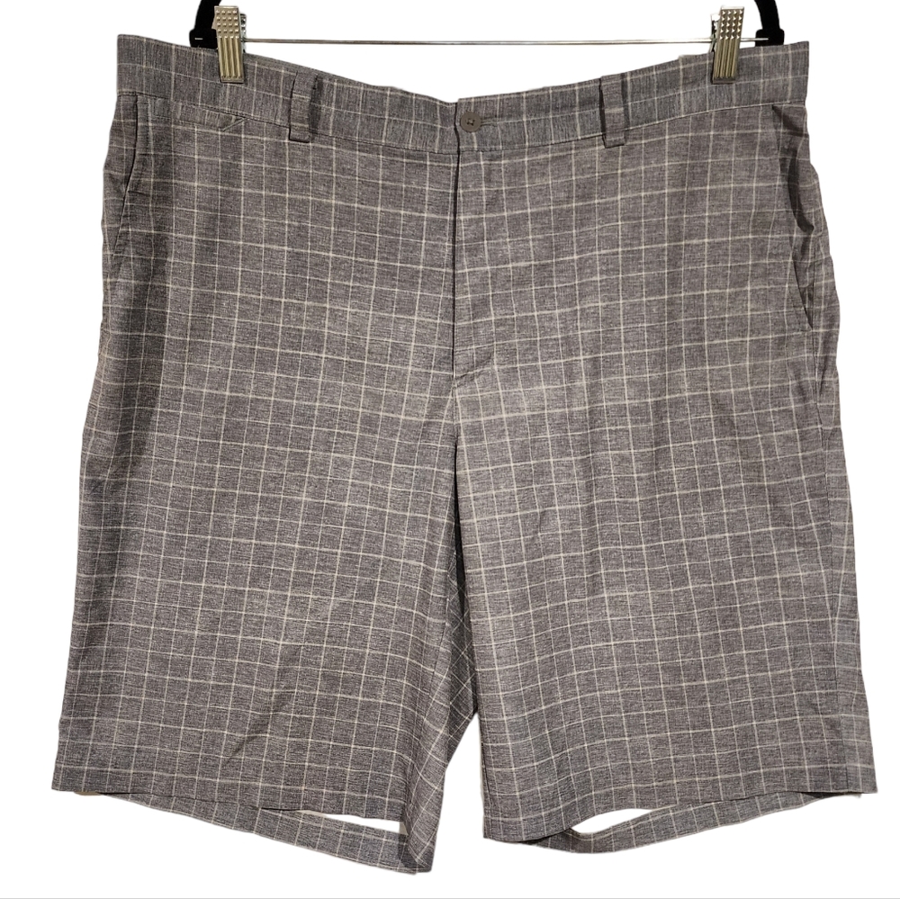 Nike Dri-Fit Fairway Grey Window Pane Plaid Golf Shorts Lightweight Outdoor 38